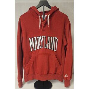 Vintage 90's Starter University of Maryland Terrapins Red Hoodie Mens Medium 80s